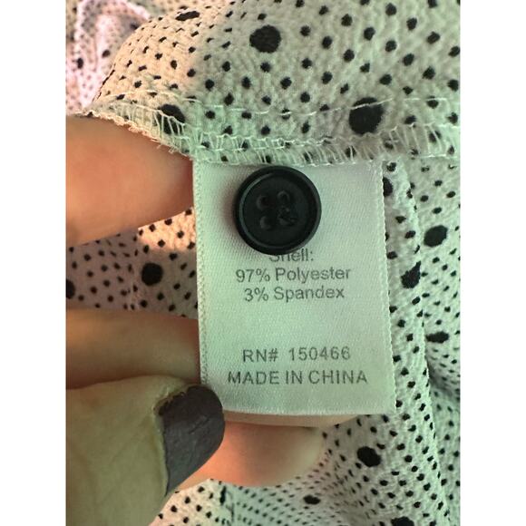 41HAWTHORN White Black Polka Dots Litton Split Neck Blouse Size Large - Picture 4 of 12